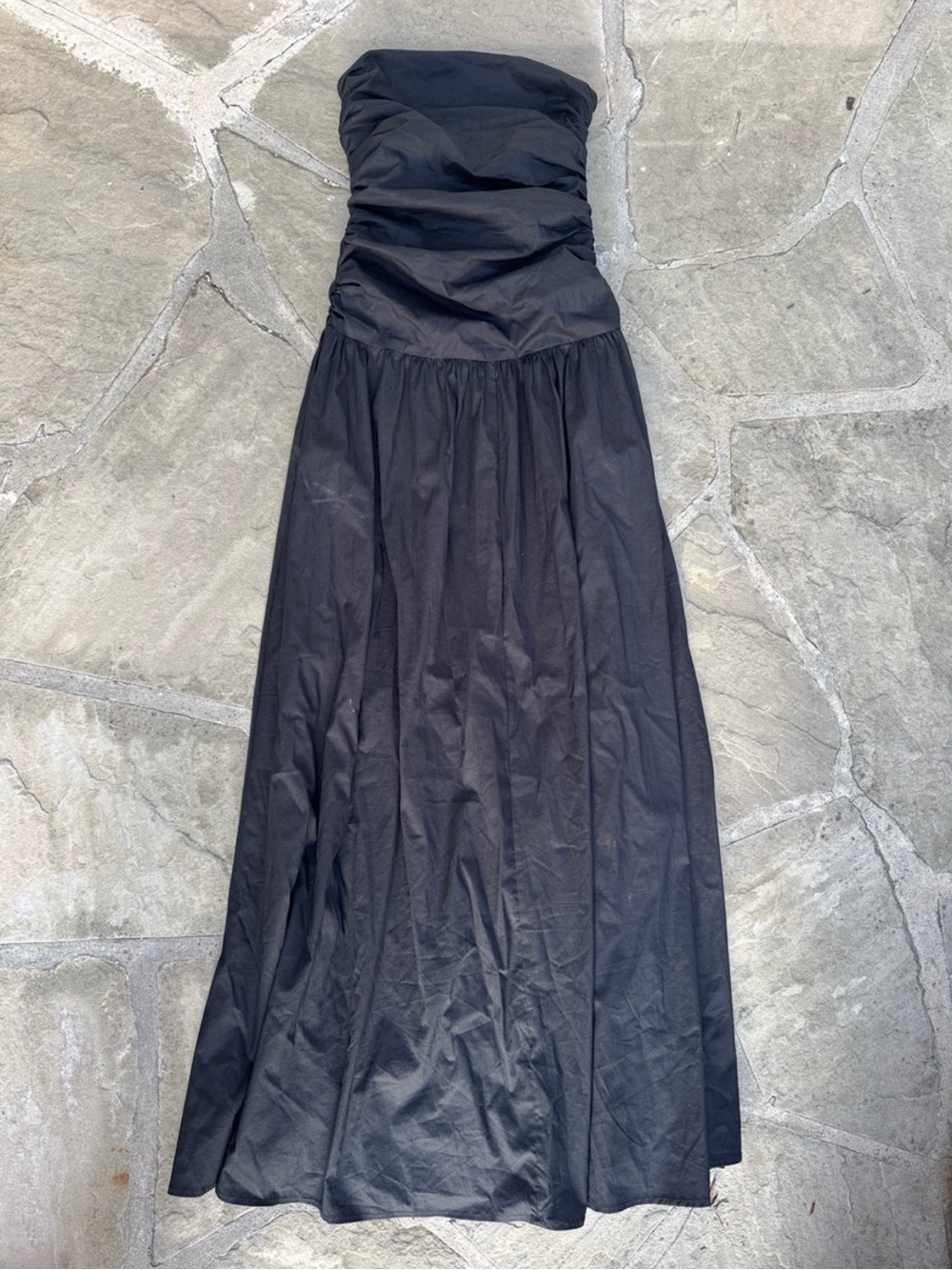 Peppermayo Strapless Black Maxi Dress with Ruched Bodice